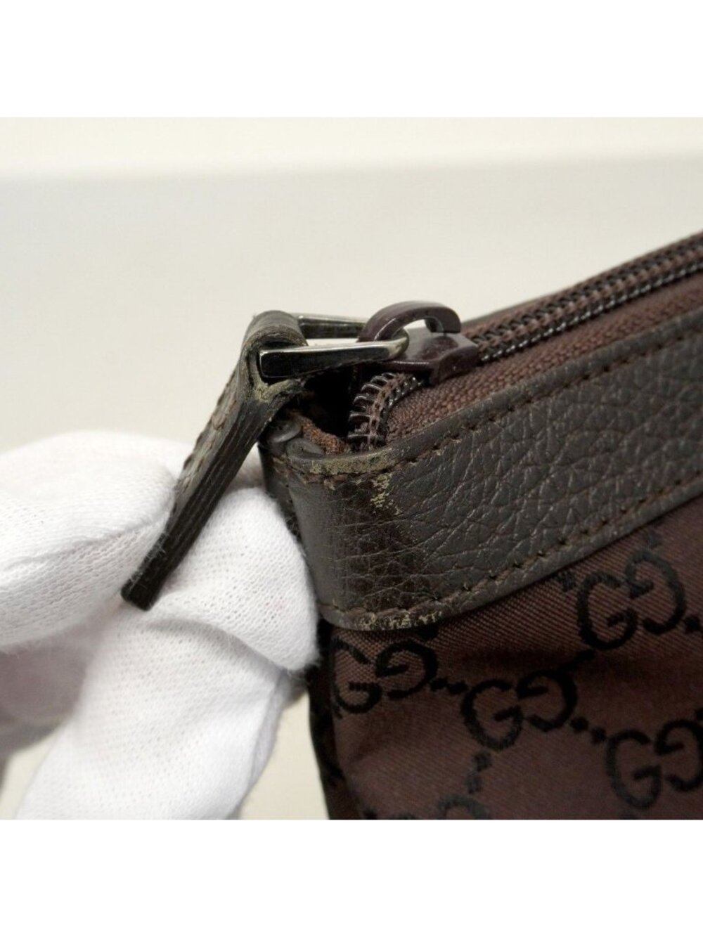 Gucci Tote GG Nylon Brown Silver - Picture 7 of 10